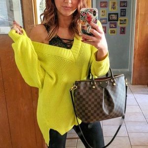 Express Oversized shaker vneck sweater